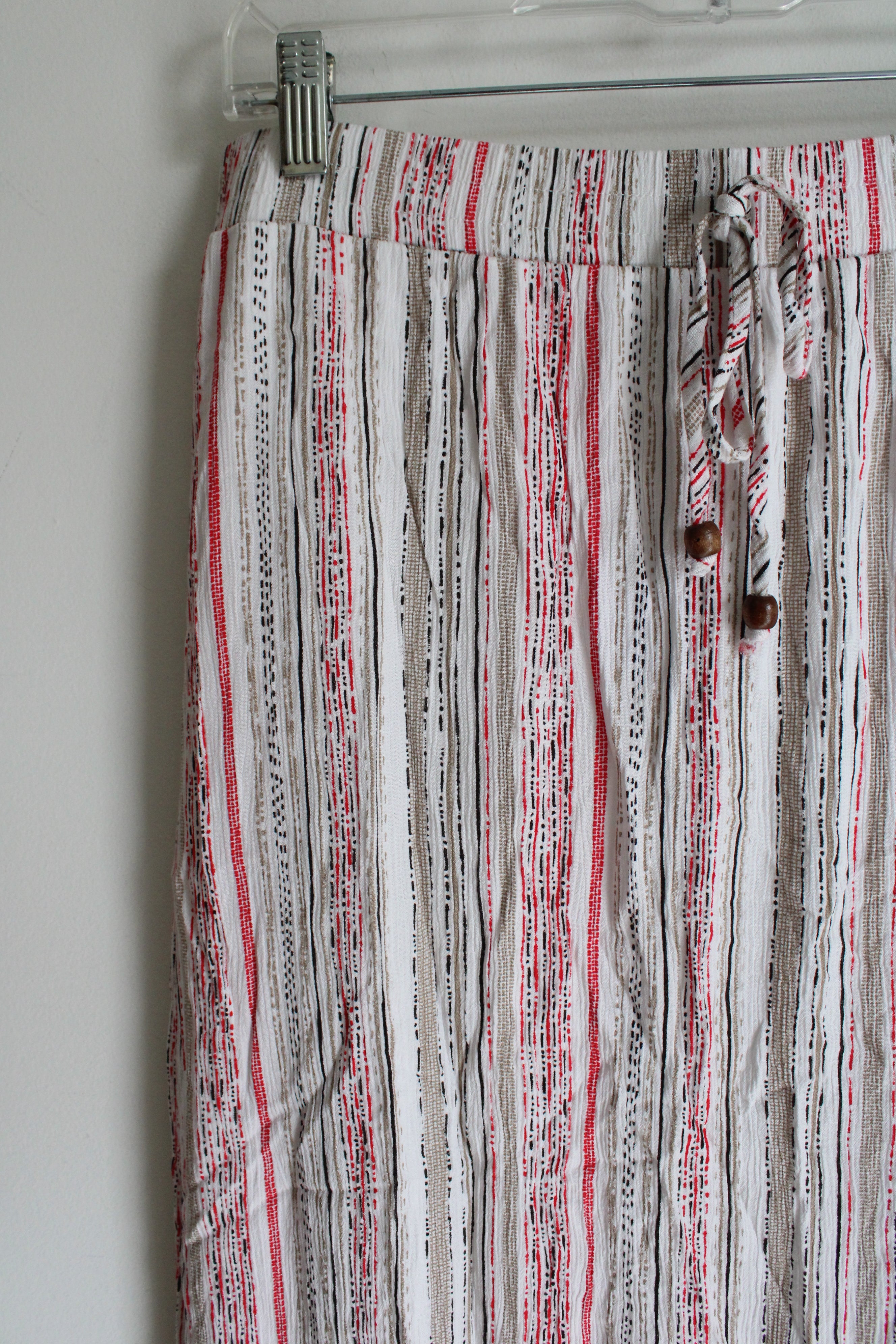 I.N. Studio White Red Tan Striped Maxi Skirt | M