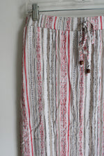 I.N. Studio White Red Tan Striped Maxi Skirt | M