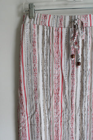 I.N. Studio White Red Tan Striped Maxi Skirt | M