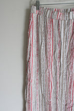 I.N. Studio White Red Tan Striped Maxi Skirt | M