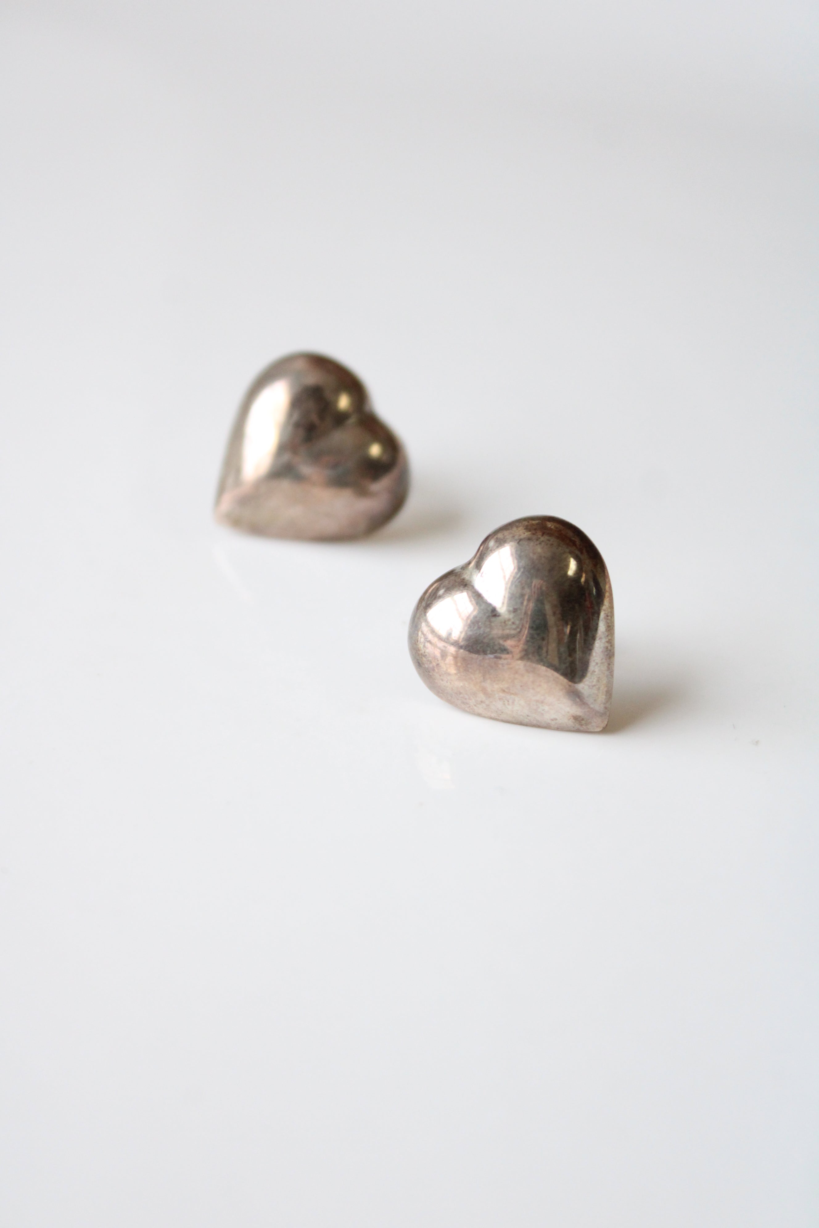 Sterling Silver Heart Large Stud Earrings