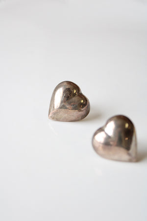 Sterling Silver Heart Large Stud Earrings