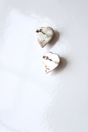 Sterling Silver Heart Large Stud Earrings