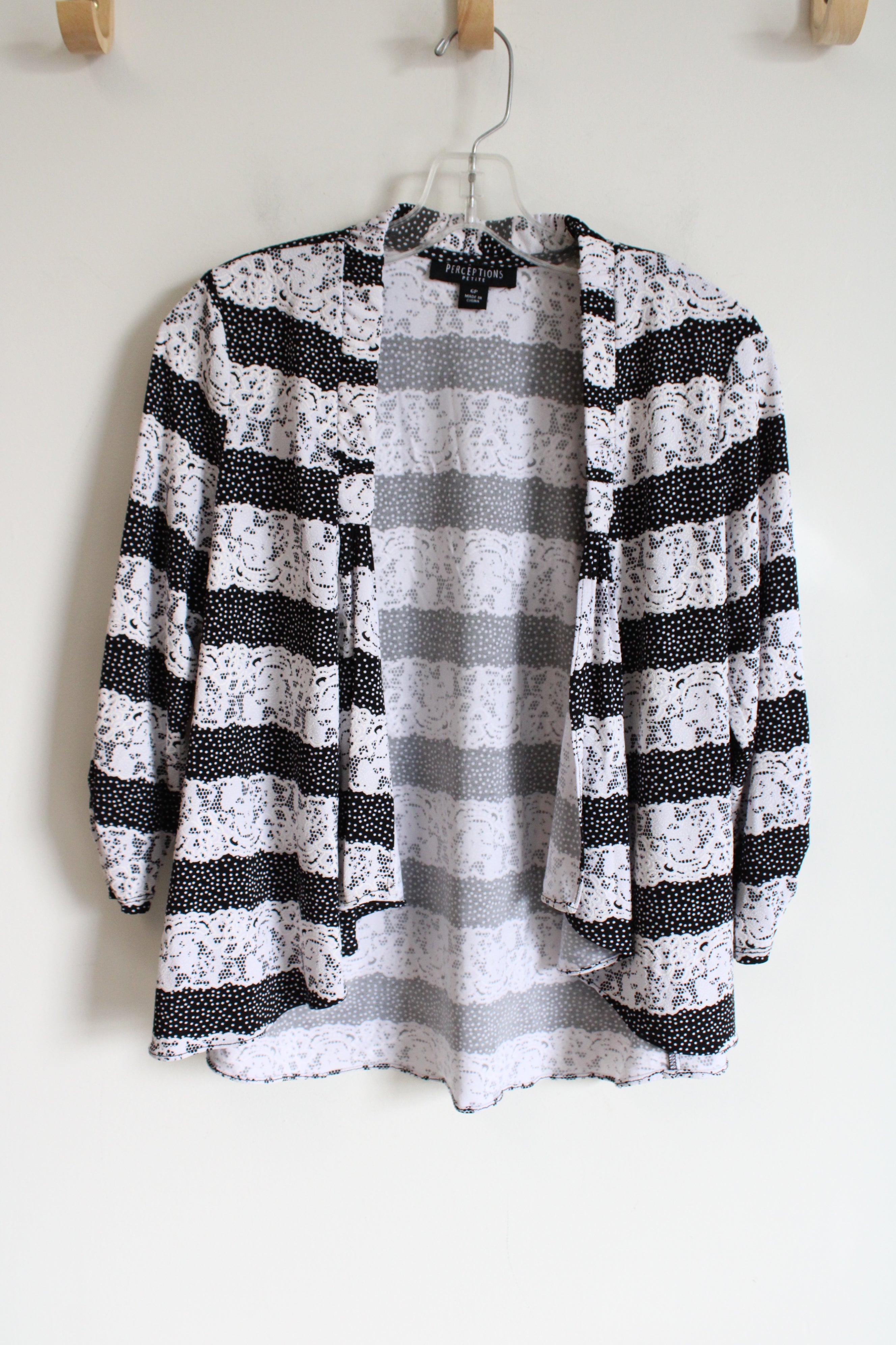 Perceptions Black & White Lace Cardigan | 6 Petite