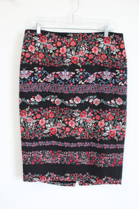 7th Avenue Design Studio NY&C Black Red Floral Pencil Skirt | 12