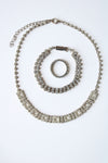 Vintage Rhinestone Chocker Necklace Ring & Bracelet Set