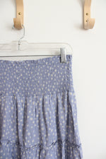 Hippie Rose Blue & White Floral Flowy Mini Skirt | L