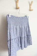 Hippie Rose Blue & White Floral Flowy Mini Skirt | L