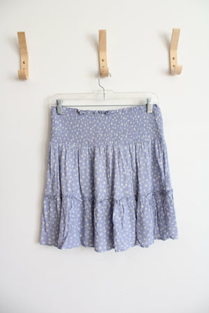 Hippie Rose Blue & White Floral Flowy Mini Skirt | L