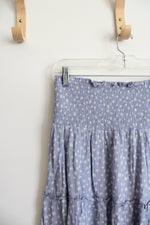Hippie Rose Blue & White Floral Flowy Mini Skirt | L