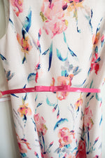 Kasper Multi-Colored White Floral Belted Sheath Dress | 12