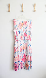 Kasper Multi-Colored White Floral Belted Sheath Dress | 12