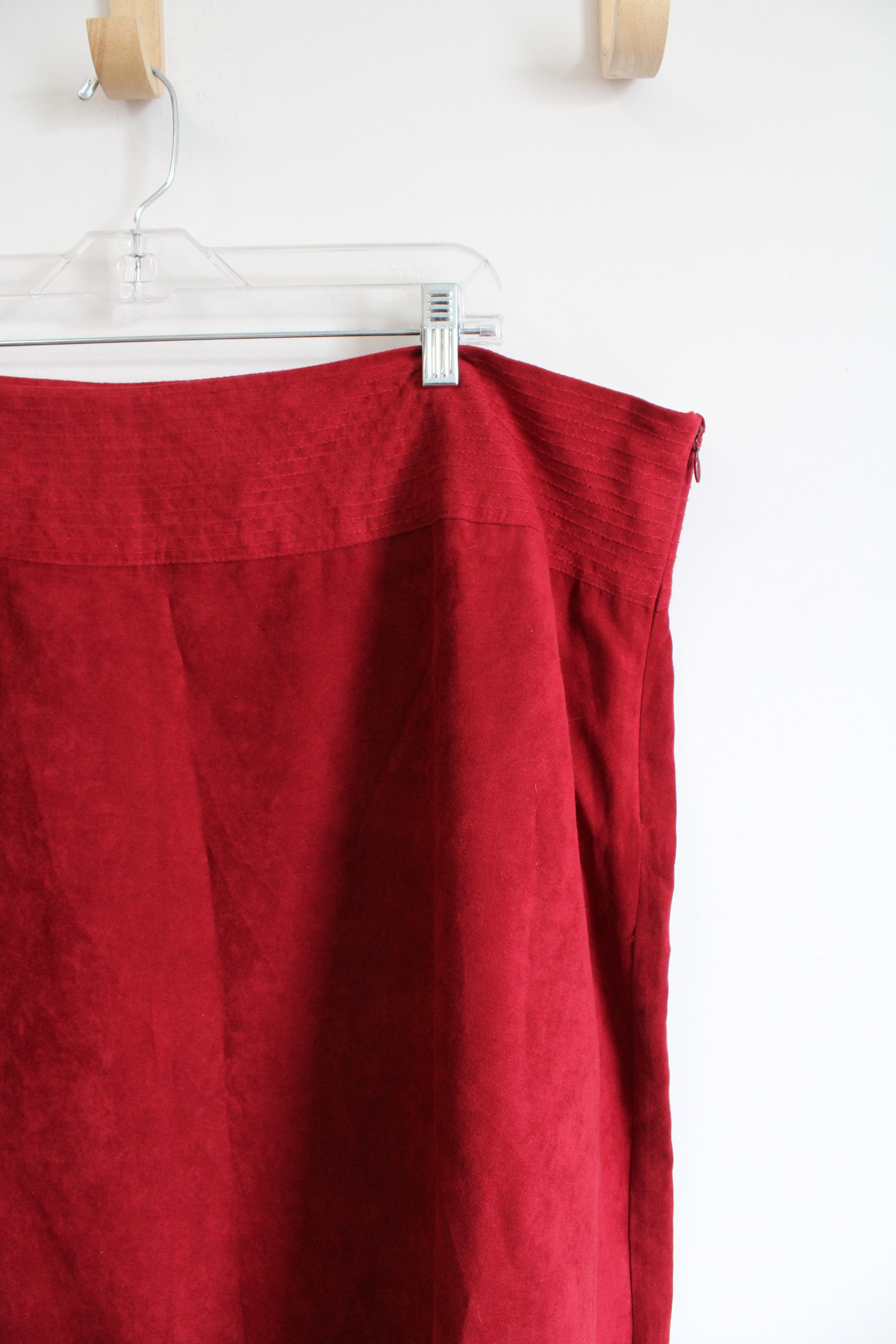 Notations Red Suede Studded Skirt | 3X