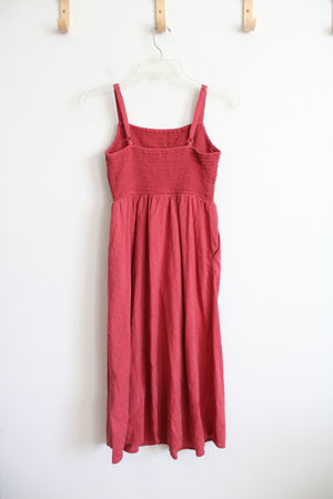 Old Navy Dusty Rose Smocked Midi Dress | XS