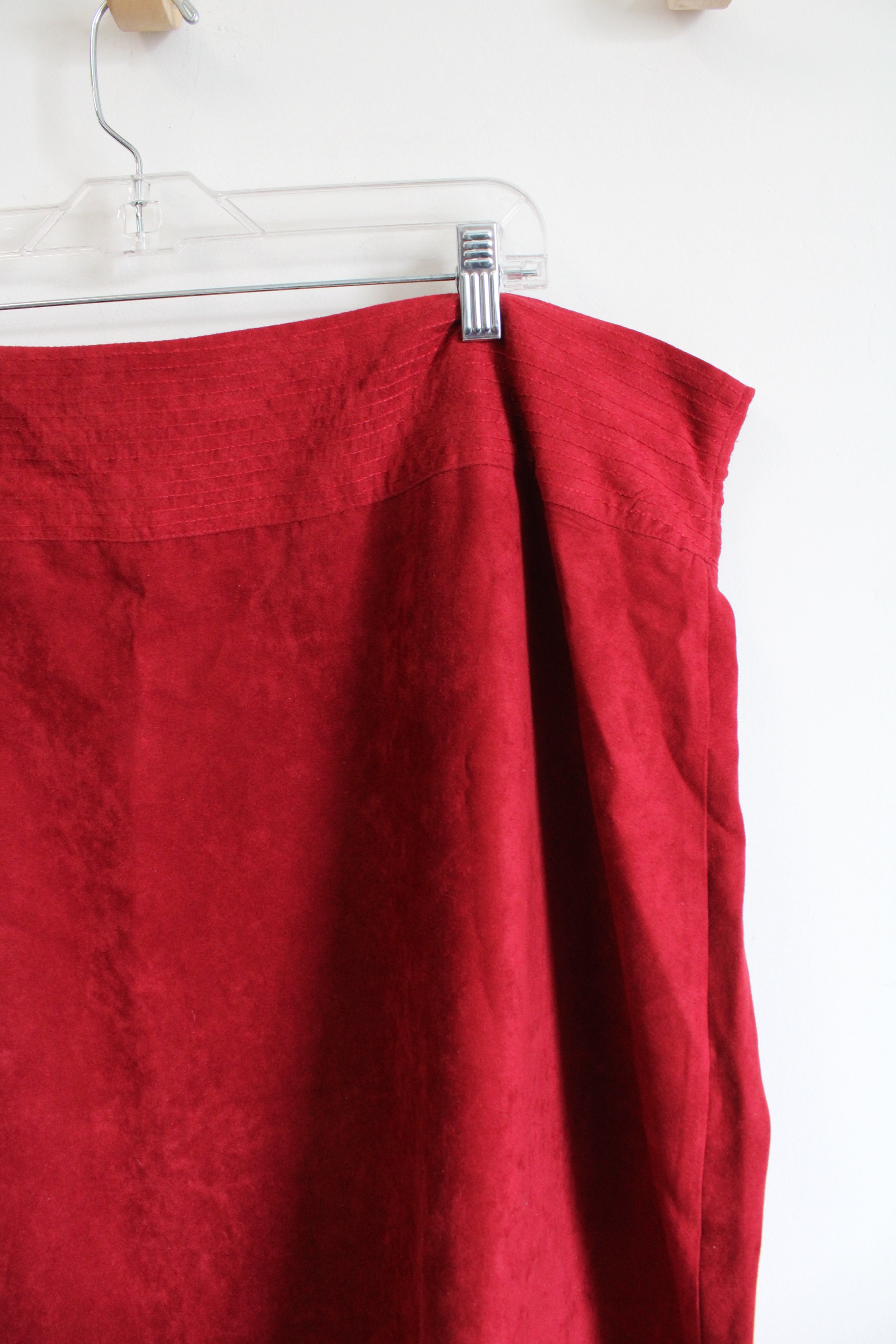 Notations Red Suede Studded Skirt | 3X