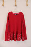 Lands' End Red Ruffle Top w/ Silver Stars | L (10/12)