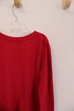 Lands' End Red Ruffle Top w/ Silver Stars | L (10/12)