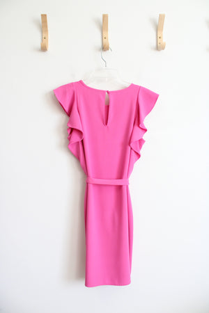 Banana Republic Hot Pink Ruffled Sleeved Dress | XS