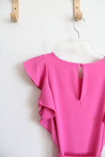 Banana Republic Hot Pink Ruffled Sleeved Dress | XS