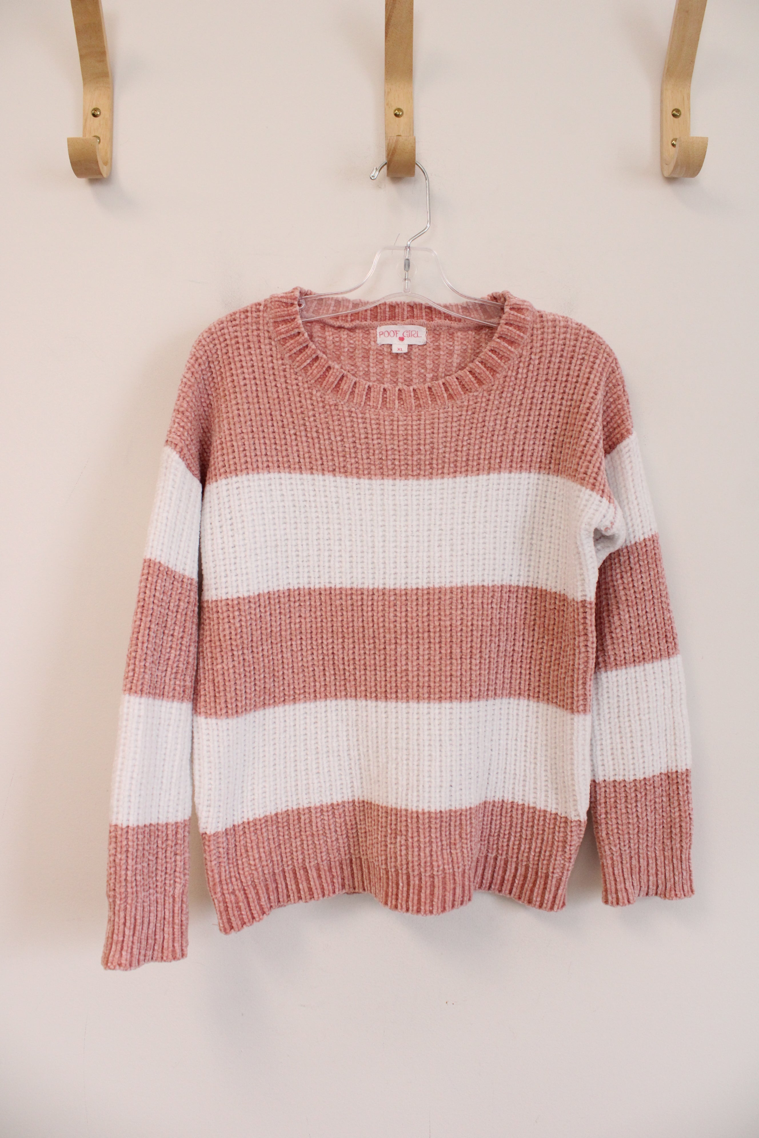 Poof Girl Pink and White Sweater Top | XL