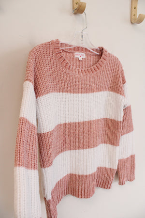 Poof Girl Pink and White Sweater Top | XL