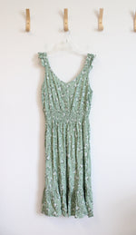 Lark & Grey Sage Green & White Floral Maxi Dress | L