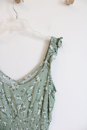 Lark & Grey Sage Green & White Floral Maxi Dress | L