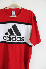 Adidas Red Color Blocked Logo Tee | XLT