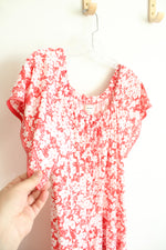 Max Studio Red & White Floral Tiered Dress | L