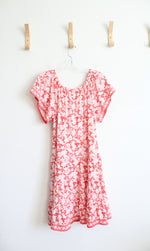 Max Studio Red & White Floral Tiered Dress | L