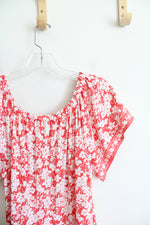 Max Studio Red & White Floral Tiered Dress | L