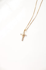 Clear Rhinestone Gold Cross Pendant Necklace