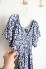Angie Blue & White Floral Smocked Flowy Dress | M