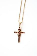 Clear Rhinestone Gold Cross Pendant Necklace