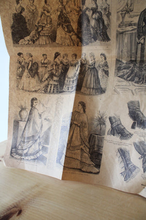 Harper's Bazar 1875 Women's Fashion Newspaper Print