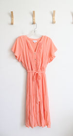 Luxology Peach Flowy Tiered Midi Dress | L