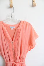 Luxology Peach Flowy Tiered Midi Dress | L