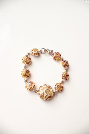 Orange & Silver Swirl Charmed Bracelet