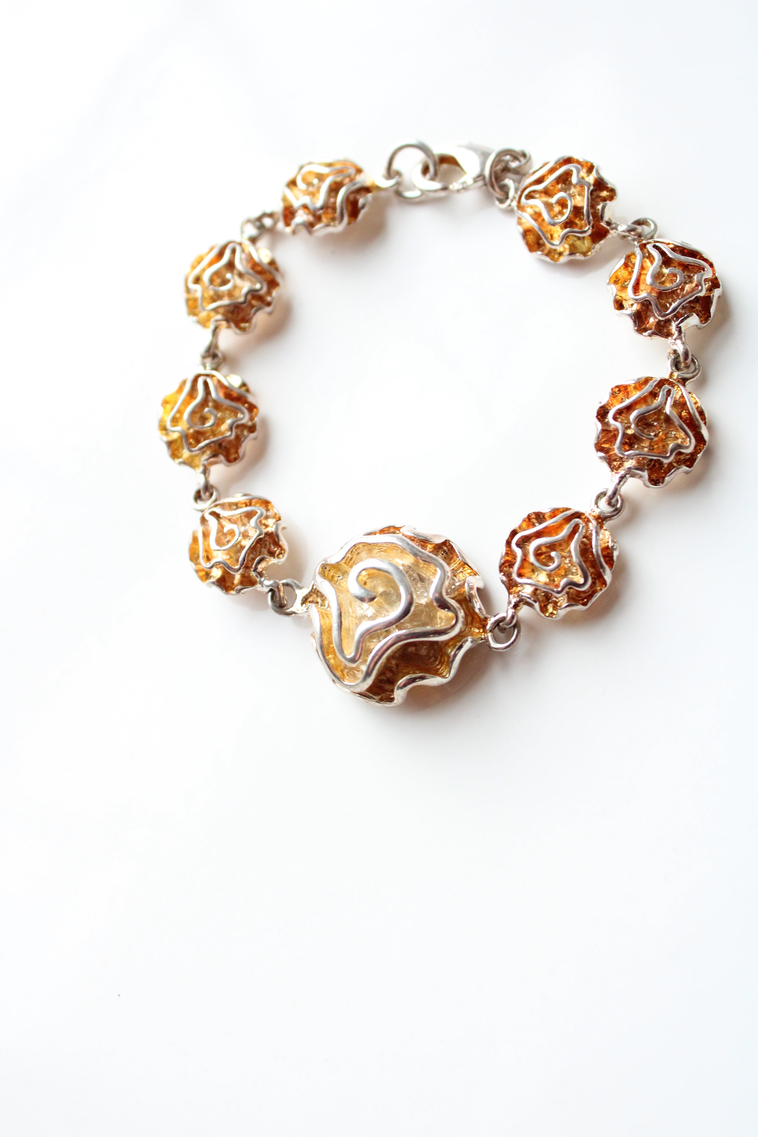 Orange & Silver Swirl Charmed Bracelet