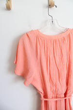 Luxology Peach Flowy Tiered Midi Dress | L