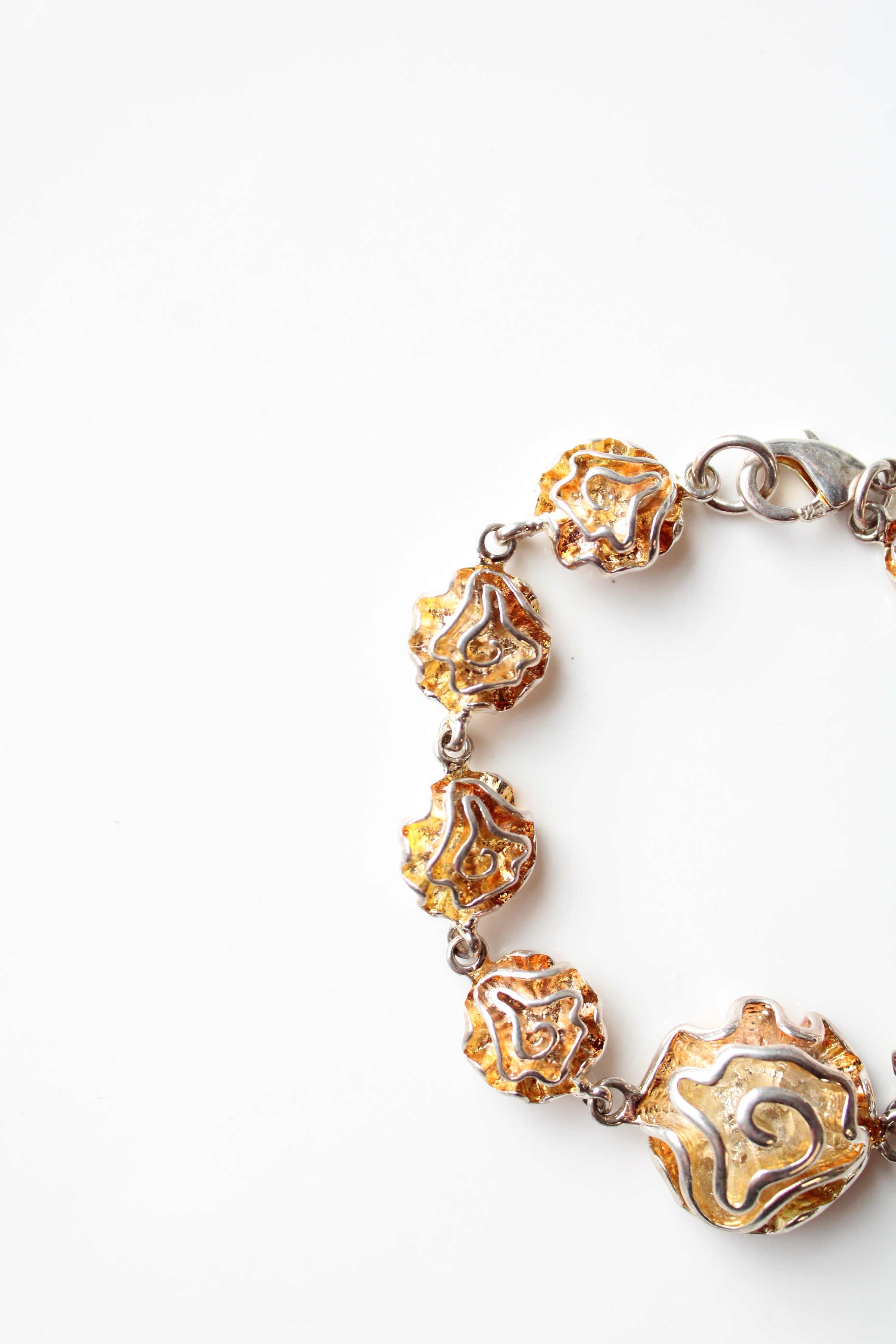 Orange & Silver Swirl Charmed Bracelet