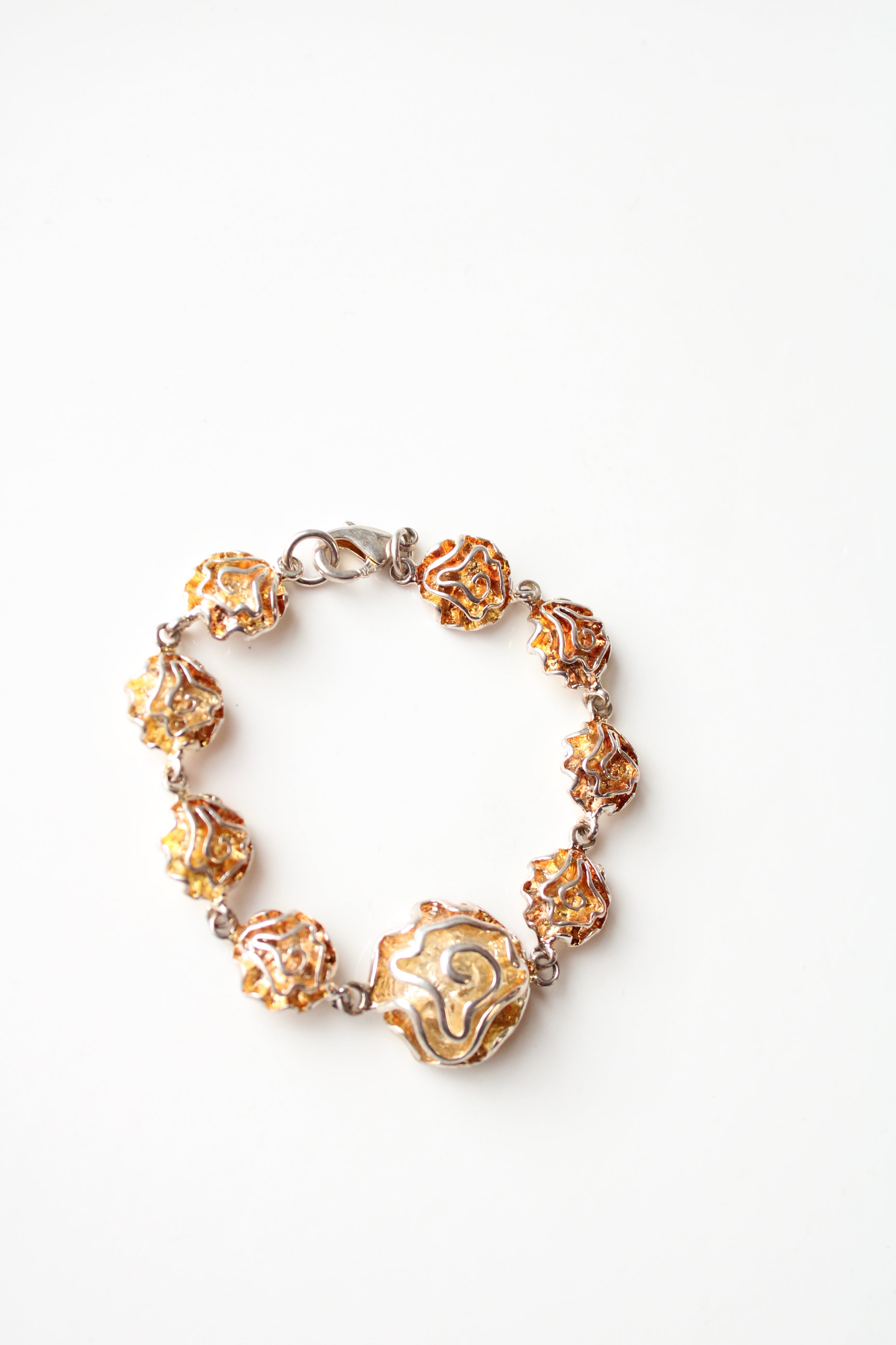 Orange & Silver Swirl Charmed Bracelet