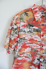 Old Navy Orange Tropical Print Hawaiian Cotton Shirt | M