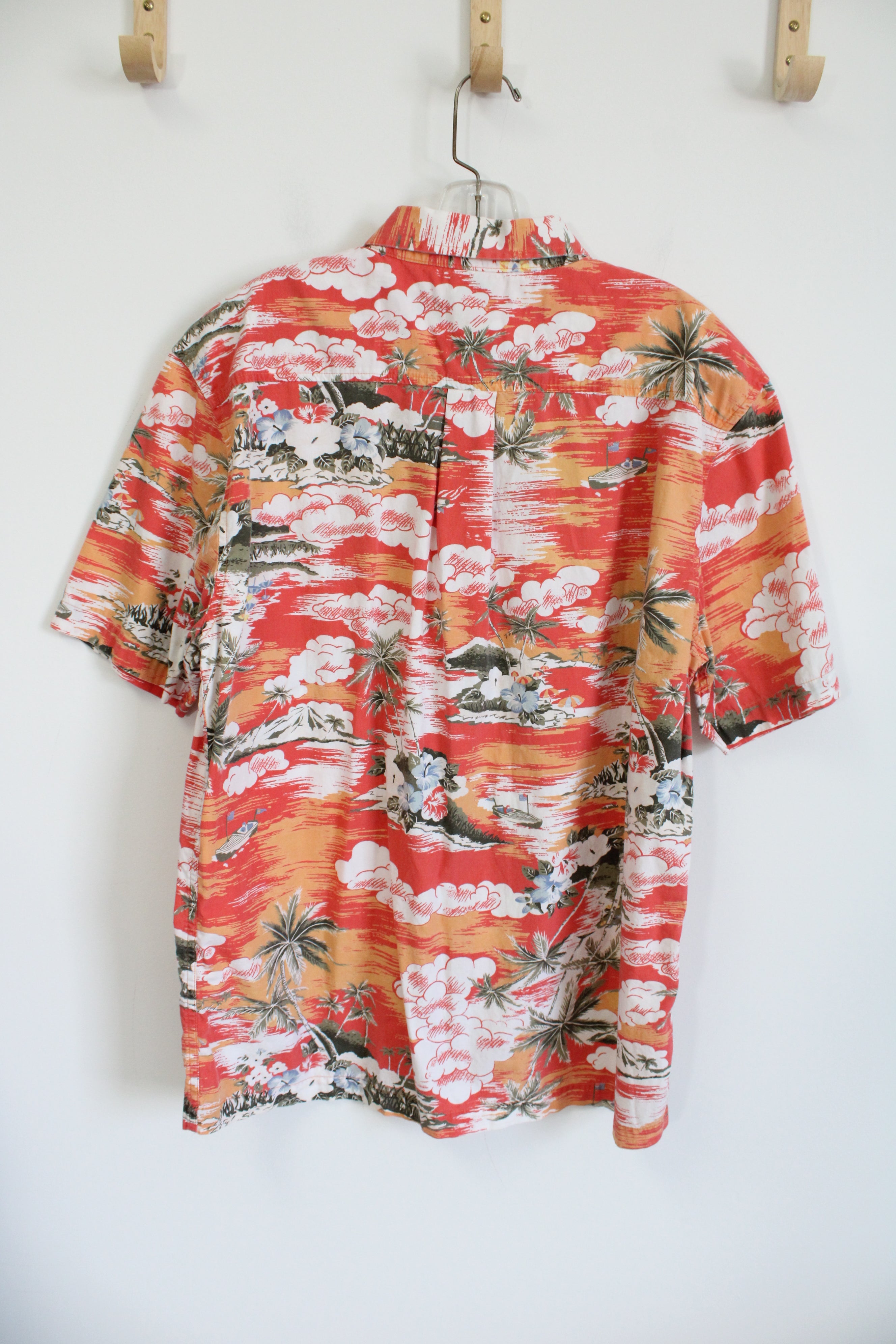 Old Navy Orange Tropical Print Hawaiian Cotton Shirt | M