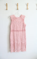 Pink Lace Overlay Sheath Dress | L