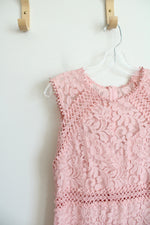 Pink Lace Overlay Sheath Dress | L