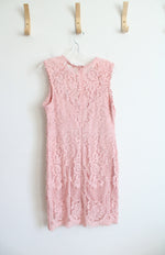 Pink Lace Overlay Sheath Dress | L