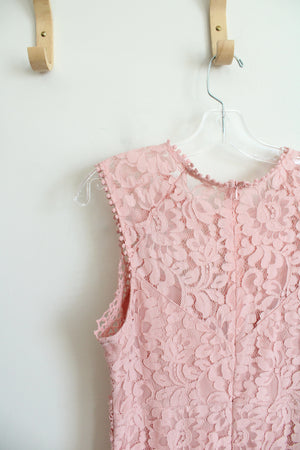 Pink Lace Overlay Sheath Dress | L