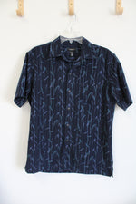 Van Heusen Navy Blue Bamboo Print Shirt | S