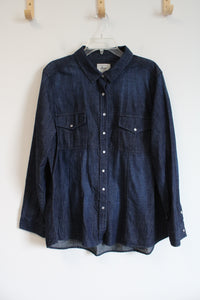 G.H. Bass & Co. Dark Blue Denim Button Down Top | XXL